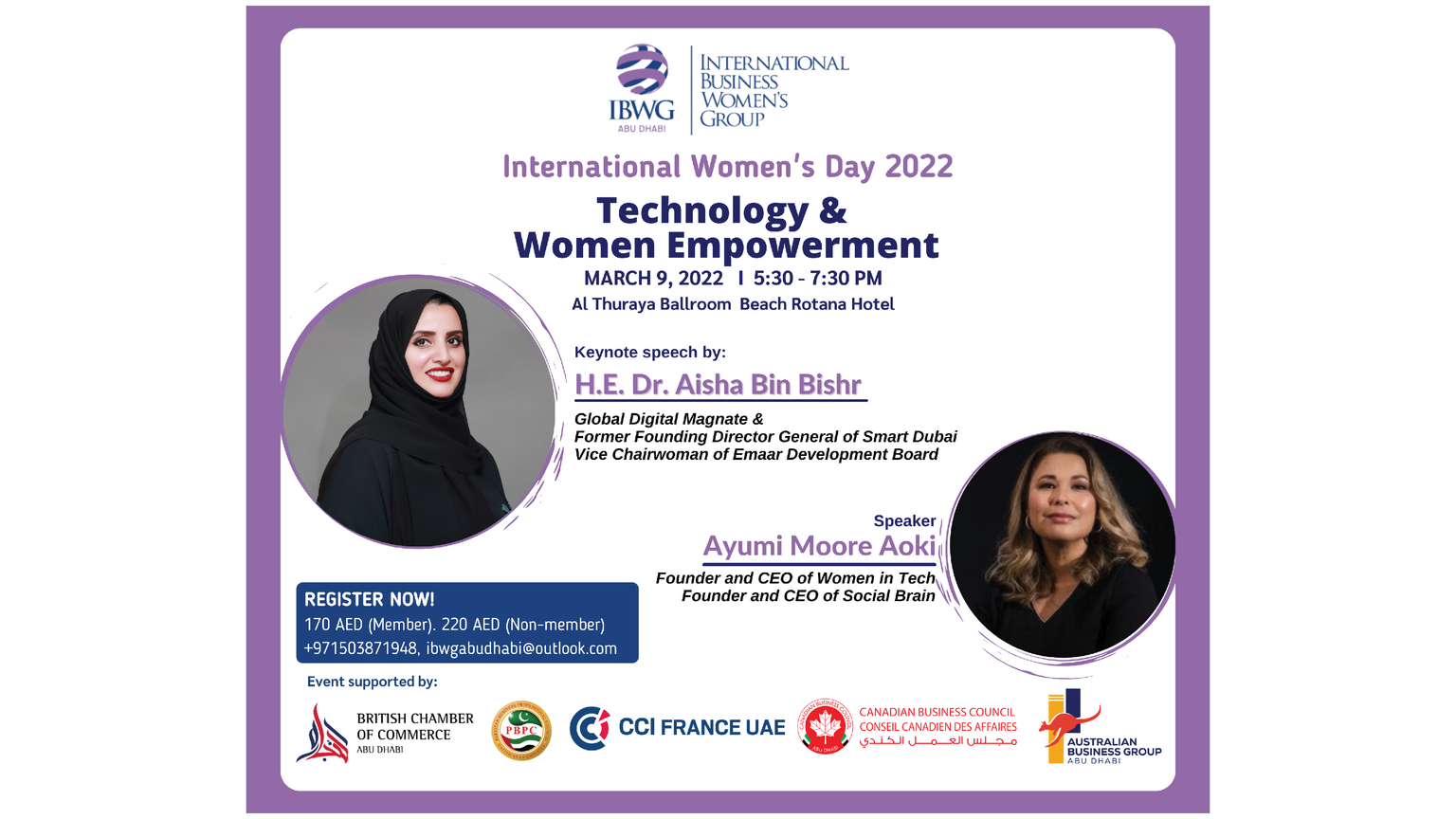 IWD 2022 &quot;Technology &amp; Women Empowerment&quot; CCI FRANCE UAE